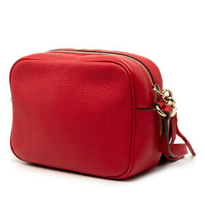 Gucci Disco Red Leather Bag Soho Interlocking GG Shoulder Tassel